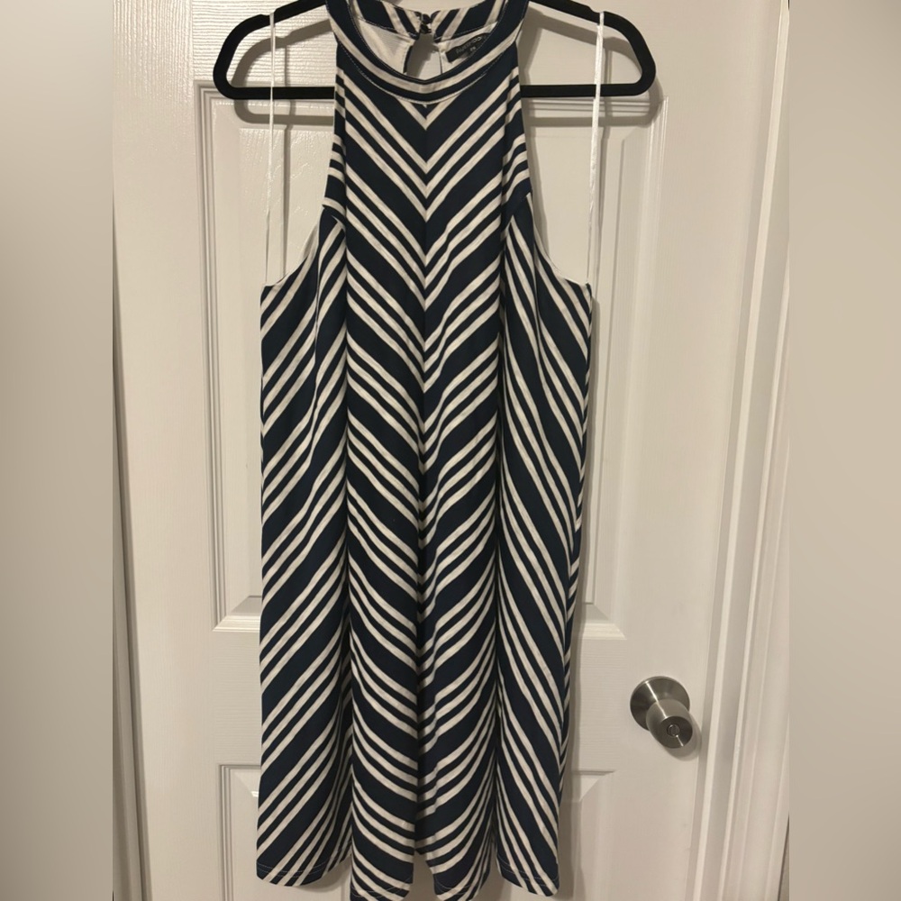 Papermoon Chevron Navy and White Mini Dress